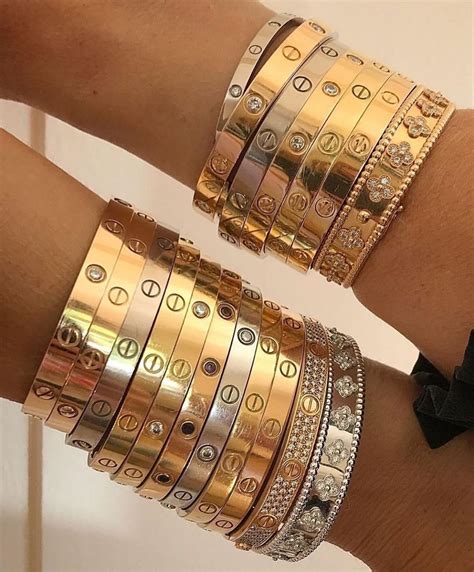 bracelet stack cartier|stacking cartier love bracelets.